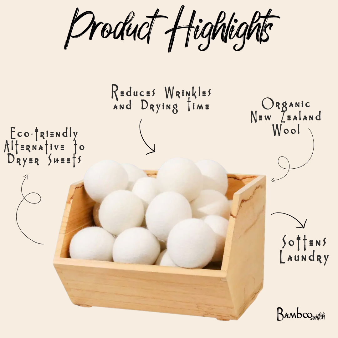 New Zealand Wool Dryer Balls | White | Laundry